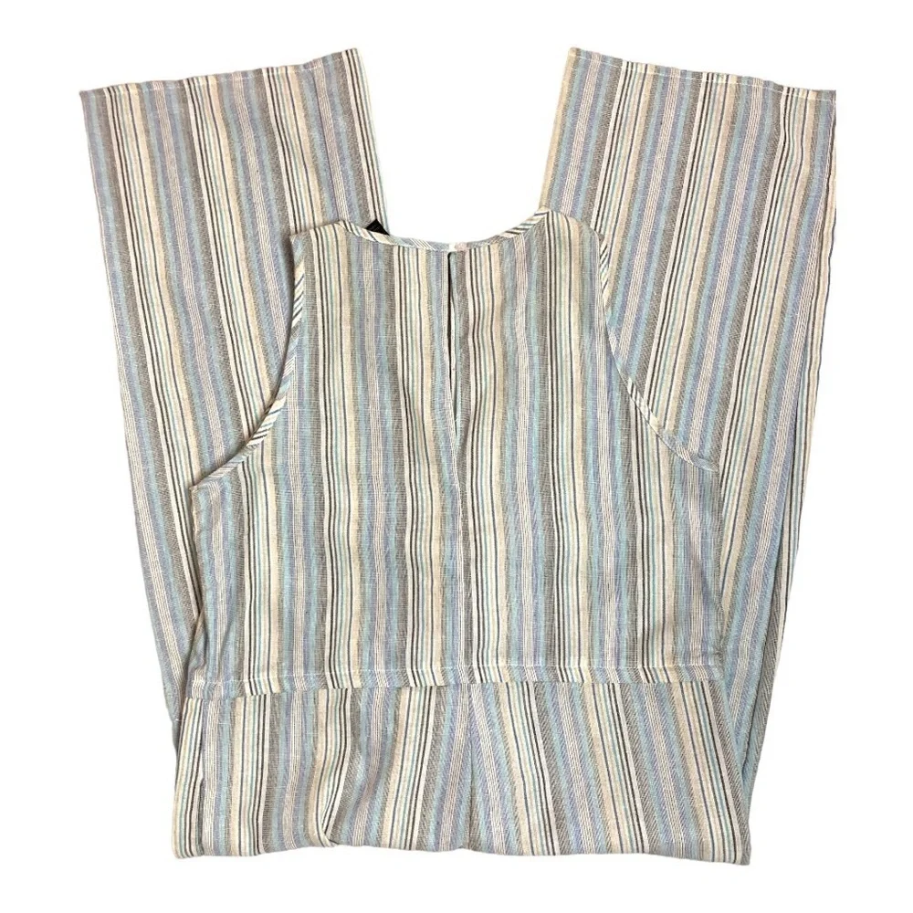 DREW Beige Striped Sleeveless Jumpsuit w/Pockets